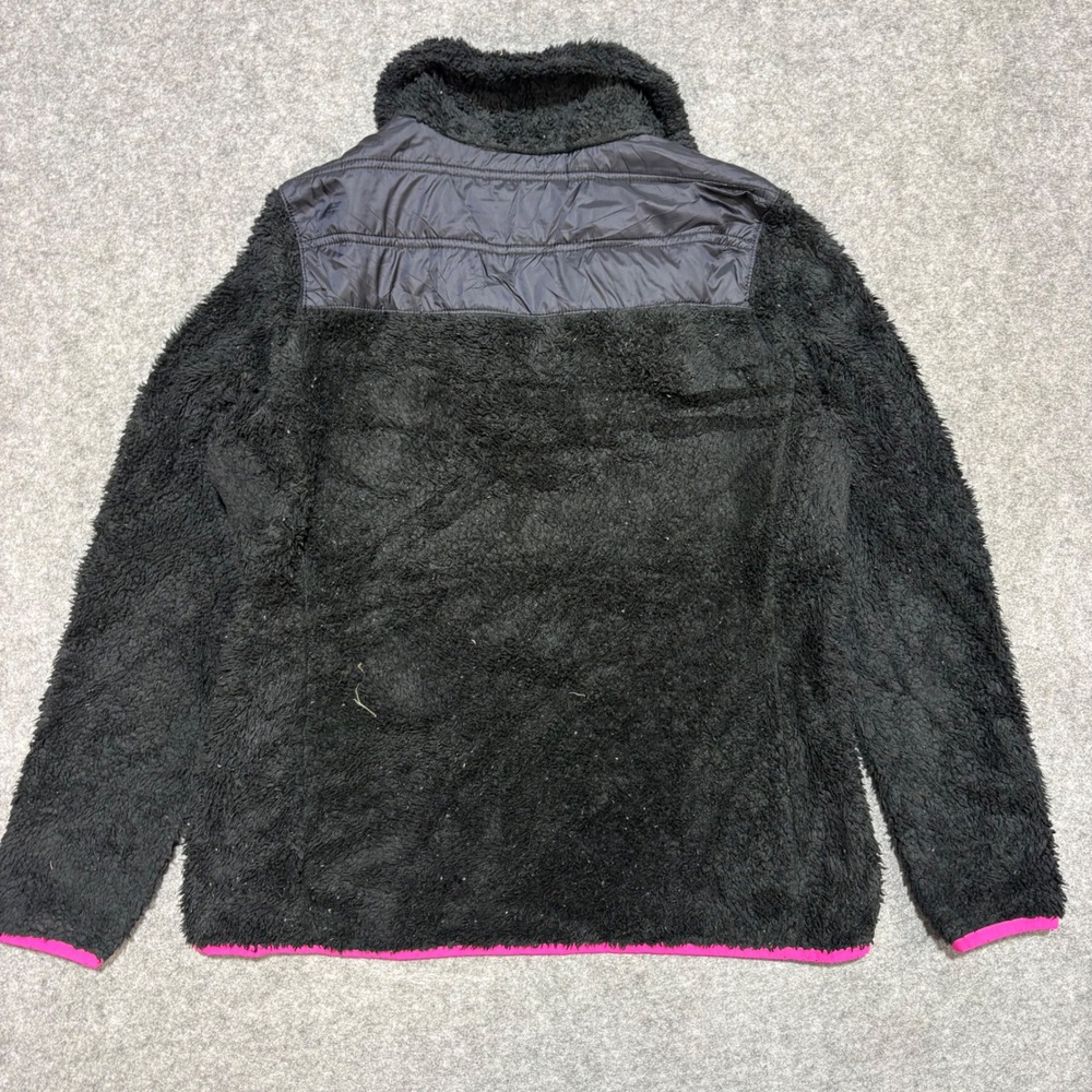 Lucky Brand Womens Black Sherpa Fleece Zip Up Jacket Pink Trim Size Small - Picture 6 of 6